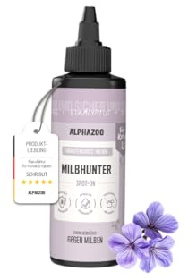 alphazoo MilbHunter Spot-On para gatos 100 ml – Protección natural contra ácaros del oído, ácaros del pelo y ácaros de la tumba – Cuidado de la piel y alivio del picor