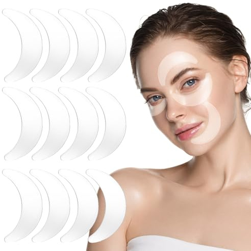 12 Pcs Silicone Eye Patches for Wrinkles, Reusable Gel Eye Wrinkle Pads, Washable Anti Wrinkles Silicone Under Eyes Patches, Non-slip Silicones Wrinkle Patche for Eyes Face Eyebrows(Transparent)