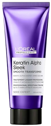 L'OREAL PROFESSIONNEL - Soin Cheveux Transformatif Lissant Keratin Alpha Sleek - 2 Semaines d'Anti-Frisottis - Lisse Progressivement le Cheveu au Niveau de la Kératine - Technologie Brevetée - 200 ml