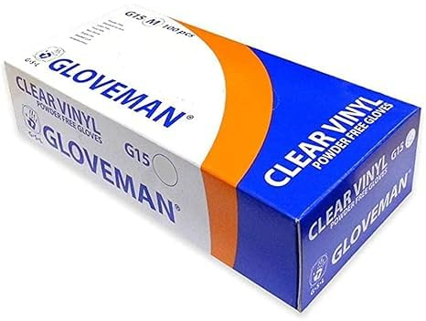 Zewool Box of 100 Gloveman Clear Powder Free Vinyl Gloves - Small