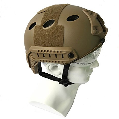 HANSTRONG GEAR Gefechtshelm SWAT- Stil mit Schutzbrille fur CQB Nahkampf Paintball nachgebildete Militarausruistung Herren (Dunkle Erde)