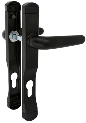 Amig - Ensemble de poignées de porte | 225x30mm | Trou de serrure de 85 mm | Poignée avec plaque étroite avec trou de verrouillage | Comprend des vis | Aluminium noir