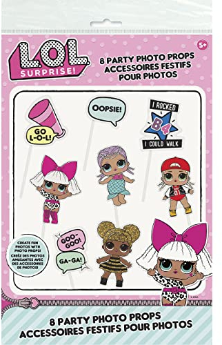 Unique Accessori per Cabina Fotografica-Festa a Tema LOL Surprise-Set di 8, Multicolore, 79129