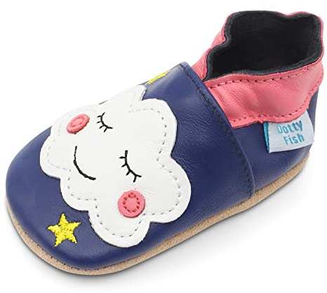 Dotty Fish Barefoot Soft Sole Leather Baby Shoes - Cloud 12-18 Months