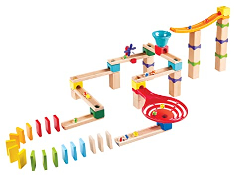 Hape Rasante Murmelbahn mit Domino, Kugelbahn aus Holz, Konstruktionsspielzeug, ab 3 Jahren