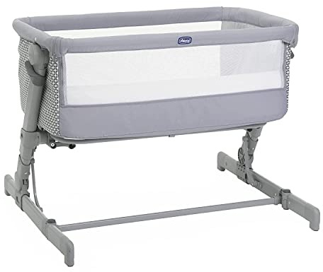 Chicco Next2Me Go Babybett für Neugeborene, Beistellbett, kompatibel mit verschiedenen Betten, einstellbare Höhe, Gute Luftzirkulation, Reisewiege, Reisebett, Hellgrau