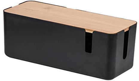 Lecerrot Kabelhanteringslåda, kabelförvaring, kabelbox, plastkabel, förvaringslåda med trälock, kabelorganisatör för kablar och kabelhantering, kabelslang för att dölja kablar