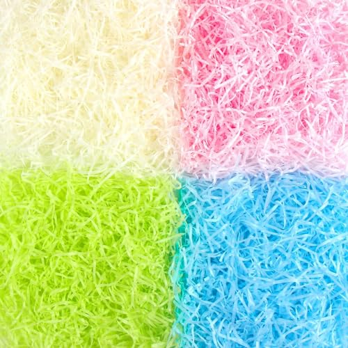 DERAYEE 80g Raffia Hamper Shreds, Geschreddertes Seidenpapier Füllmaterial, Geschenkfüllung Papierschnitzel für DIY Party Hamper Füllung,Geschenkverpackung für Geschenkbox Dekorations