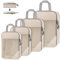 WUFANC 4 Stück Packwürfel Kompression, Kofferorganizer Packtaschen Set Leicht Zu Verstauende, Atmungsaktiv Sichtbar Netzstoff Koffer Organizer Set, Langlebig Mesh Travel Organizer (Beige)