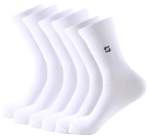 Balseti 6 Pares Calcetines Ejecutivos de Rayas y Rombos Frescos para Hombre | 85% algodón, finos y transpirables, con diseños elegantes para traje, oficina y uso diario. Tallas 35-38, 39-42 y 43-47.