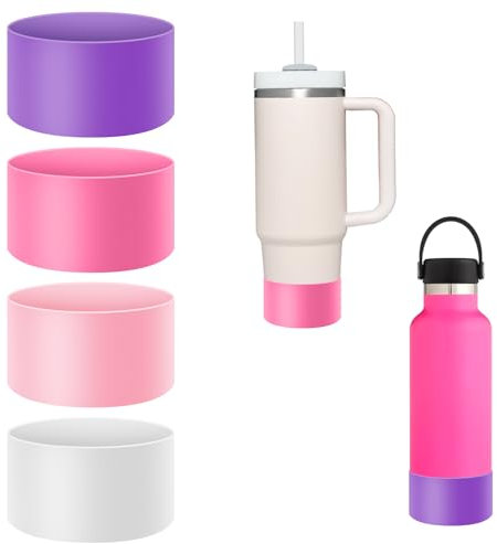4 Piezas Funda Protectora para Botella, Protectoras de Silicona para Botella de Agua, Accesorios para Botellas de Agua Compatible con Stanley Quencher Adventure 40 oz y Stanley IceFlow 20 oz 30 oz