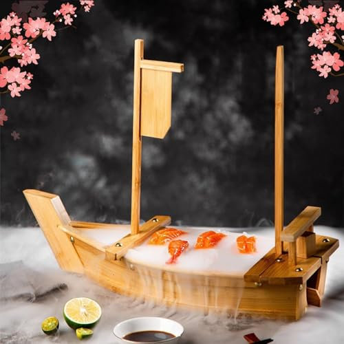 Sushitallrik för trä sushi båt serveringsbricka, sushitallrik för restaurangtallrikar kommersiella, extra stor sushitallrik som serverar båtplatta för restaurangartiklar eller hem