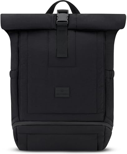 Johnny Urban Roll Top Backpack Women & Men Black - Kyle - Large Rucksack Made of Nylon - Puffy Daypack for School, University, Work - 16 Inch Laptop Compartment - Water-Repellent