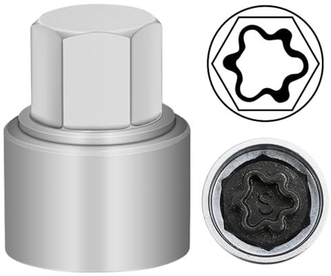 JEUCLEL Llave de tuerca de bloqueo de rueda S compatible con la serie Audi, (enchufe OD 27 mm - ID 25 mm), adaptador de tuerca de bloqueo de rueda, herramienta de extracción de tuercas antirrobo de