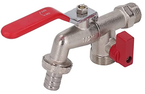 Robinet à Double Valve en Alliage de Zinc 1 Entrée 2 Sorties Répartiteur de Tuyau D'arrosage Séparateur de Robinet D'eau Connecteur en Y pour Commercial et Résidentiel