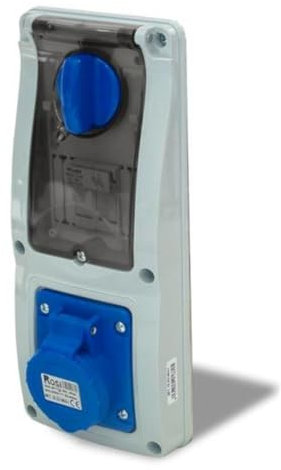 Presa interbloccata verticale con sezionatore interruttore, ad incasso, con portafusibile, 220V 230V, 3 poli 2P+T, 16A, IP54 da interno