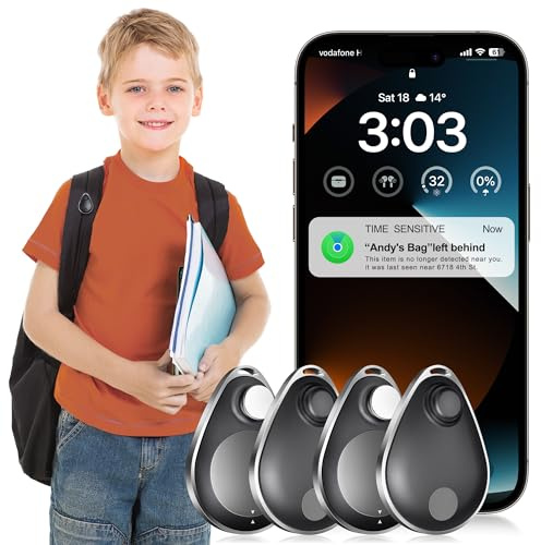 Otag - Tracker GPS per bambini, 4 pezzi, funziona con Apple Find My (solo iOS), impermeabile IP67, protezione della privacy, modalità smarrimento, tracker Bluetooth per bambini, anziani, animali