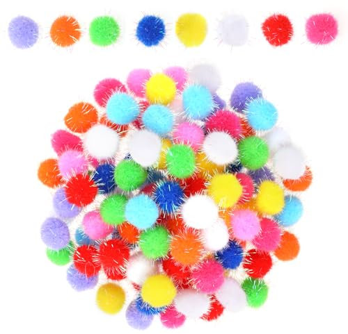 100 Stück Pompons zum Basteln Bälle 2cm Mini Bunte Pompons zum Basteln Weiche Kreative DIY Pompon Girlanden Flauschige Pompon in Großen Mengen für Handwerk Kreative Party Dekoration