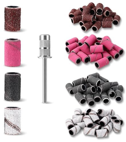 PERMUST 100 Punte Fresa Unghie, 80/120/180/240 Grani, Ricambi Fresa per Unghie, Levigatura Bande, Bande Abrasive, per Saloni e Casa