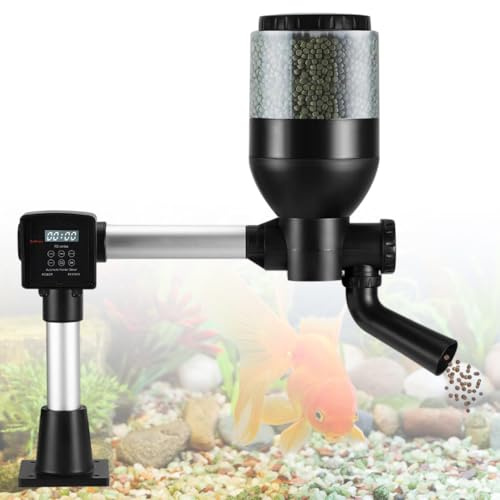 Kensbro Comedero automático para peces Koi, 550 ml con controlador de pantalla LCD, alimentador automático para peces para fin de semana