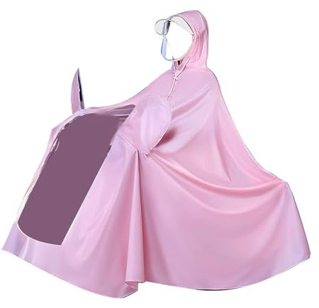 Cycle Raincoat, återanvändbar Lång Cykelregn Poncho Elektrisk Batteri Cykel Full Kroppsskydd Regnrock för Cykling (4x spegelskyddstyp rosa)