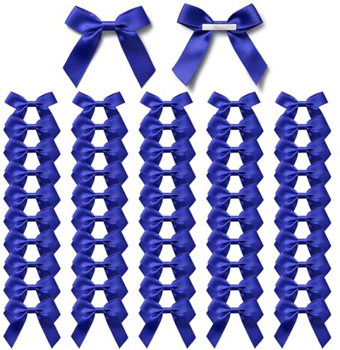 MORSUNBELA Fiocchi decorativi per matrimonio, blu, piccoli fiocchi, autoadesivi, regalo per San Valentino, Natale, compleanno, comunione, 50 pezzi, blu reale