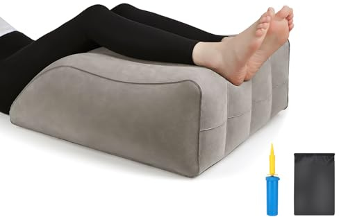 Cuscino per Gambe Gonfiabile, Cuscino alza Gambe con Pompa per Aria, Comfort per Dormire, Migliora la Circolazione e Riduce il Gonfiore, Adatto per Gravidanza e Recupero Postoperatorio (Grigio)