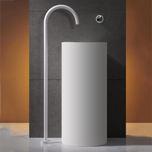 DFEDHF Freestanding Bath Mixer Tap Single Handle Hot and Cold Concealed Bath Taps Brass Wall Mounted, White