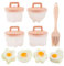 4 Stück Pochierte eier Eierkocher, BPA-frei, Eierkocher, Eierbecher, Eierwilderer mit Ölbürste Nicht klebrig Rosa Perfektes Frühstück