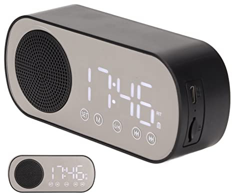 Digital Radio Alarm Clock with Large LED Screen, Portable with BT Speaker, Multiple Playback Modes