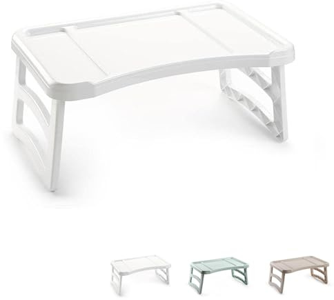 Virsus Vassoio Pieghevole da letto Surt 101, dimensioni 50x32x22 cm, gambe richiudibili, vassoio pieghevoli salvaspazio per colazione a letto, per mangiare in montagna, mare, campeggio (Bianco) - C