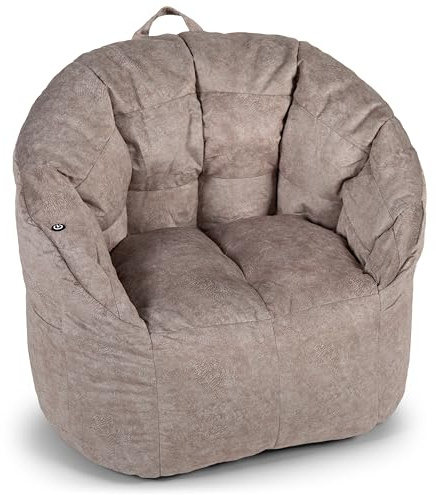 Big Joe Milano w/ Vibe Vibrating Massage Bean Bag Chair, Lunar Gray Hyde, Faux Suede Polyester Blend, 2.5 feet