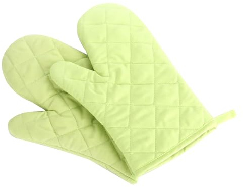 Voarge Guantes de horno, resistentes al calor, guantes de horno gruesos, resistentes al calor, guantes para horno, 1 par (verde)
