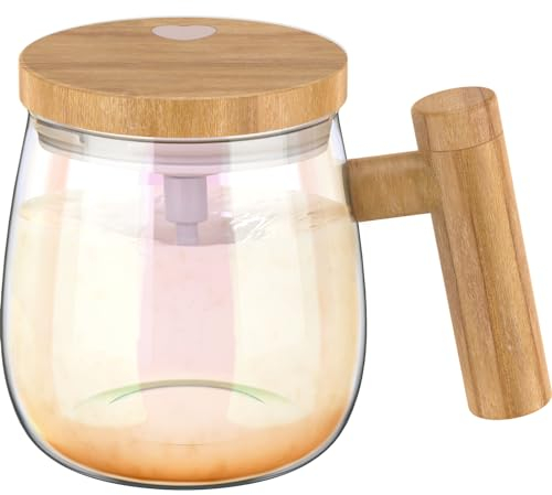 400ml Self Stirring Coffee Mug with Handle 7000rpm Electric High Speed Stirring Mug High Borosilicate Glass Mixing Coffee Mug Portable Waterproof Automatic Mixing Cup for Home Office Gyms (Colorful)