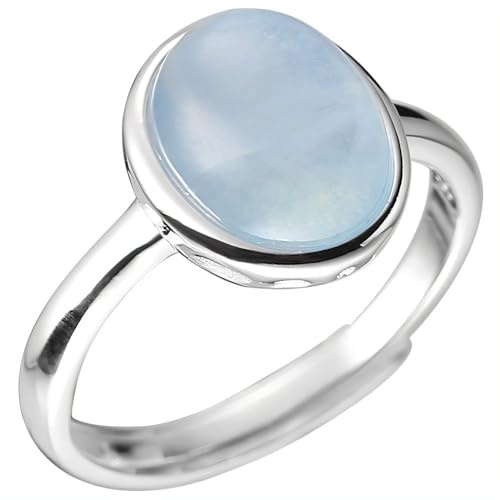 NicoWerk Anello in argento da donna acquamarina in argento sterling 925 con pietra ovale blu navy liscia brillante insolita filigrana arcuata elegante SRI1030