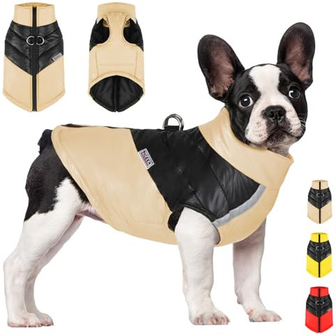 YOUYIKE Hundemantel für Hunde, Hundekleidung, Hundemantel Wasserdicht Hundejacke Winter Warme Jacke für Kleine Mittelgroße Hunde Hundebekleidung Warm Haustier Kleidung für Kaltes Wetter (Khaki, M)