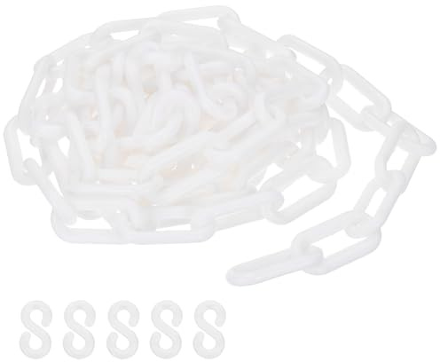 PATIKIL Cadena de plástico blanca, 10pcs 8 mm Cadena de barrera de seguridad para control de multitudes, estacionamiento, cerca, puerta, concierto