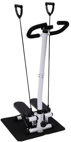 Twist Stepper, Swing Side Stepper Máquina escalonada lateral con barras de apoyo, con bandas de resistencia y asa, hasta 150 kg, para entrenamiento diario en casa, apartamento, oficina, 29 x 39 x 110