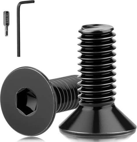 Mbsomnus 30 Pezzi Vite a Testa Svasata M5x16 mm Viti Acciaio Inox A2 V2A Viti a Testa Piatta con Esagono DIN 7991/ISO 10642 Bullone Testa a Brugola Nero Bulloni Meccanico per Mobili Garage Casa