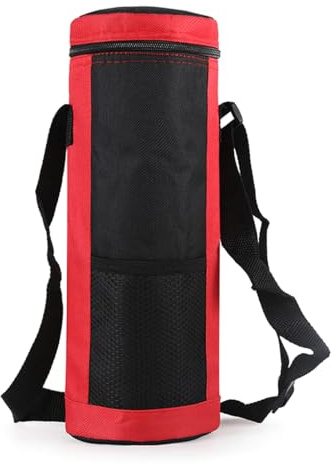 Mealoodiousmusea Bolsa de transporte Oxford impermeable para botella de agua, 1,5 L, funda protectora universal, para viajes, senderismo, accesorios, color rojo, Red, Rojo
