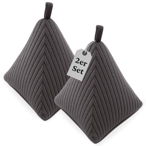 Türstopper sack 1,5KG | 2er Set | Anti-Rutsch Untergrund | Türstopper mit Griff aus Cord | Türstopper Grau | Türstopper | Türstopper schwer | Türstopper sack | Türstopper Boden sack |