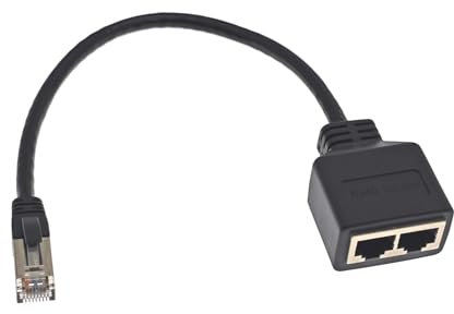 JZK RJ45 Adaptador de Red Divisor Ethernet (1 Macho a 2 Hembras), Adaptador Divisor de Cable Ethernet LAN, Cable de extensión acoplador RJ45 para Cat5, Cat5e, Cat6 y Cat7