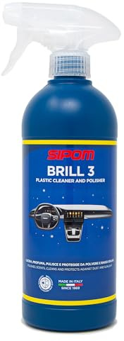 SIPOM BRILL 3 Lucida Cruscotto Auto e Rinnova Plastiche Interne 500ml | Detergente Lucidante per Cruscotto, Pannelli e Plastiche | Effetto Naturale, Anti-UV, Antistatico | Made in Italy
