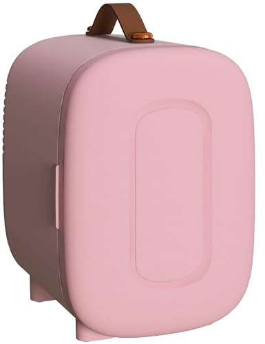 HOMCOM Mini Nevera Cosméticos 4L Nevera Pequeña Extrasilenciosa 9V/240V para Enfriar y Calentar Mini Frigorífico para Dormitorio Oficina Maquillaje Bebidas 20,3x26,3x28 cm Rosa Palo