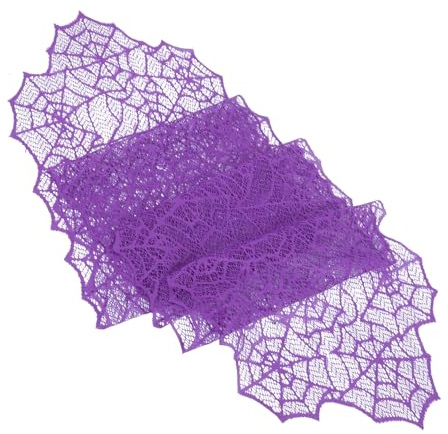 COLLBATH Telaraña de Encaje Tejida para Halloween Bandera de Mesa Morada Decoración para Fiestas Protector de Superficies para Hogar y Restaurante
