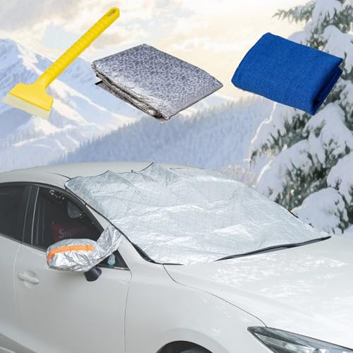 Cubierta para parabrisas de coche, cubierta para parabrisas plegable, protección solar para invierno, 9 magnéticos para cubierta de parabrisas de coche, protección UV para verano, sol, polvo, nieve