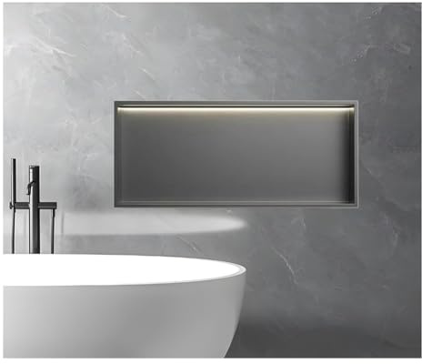 Grande capacità doccia LED in acciaio inox – impermeabile da incasso da parete organizer per bagno design moderno soluzione salvaspazio per docce e vasche da bagno