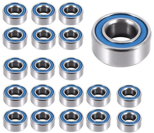Tagtight 20 stycken MR105 – kullager 5 x 10 x 4 mm kullager stål dubbla avskärmade miniatyrkullager för skateboard, 3D-skrivare, roller inline skateboards, blå