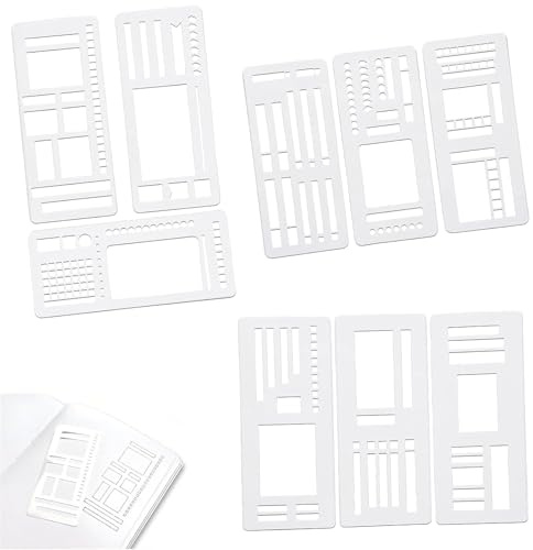 FrostyFlair Bullet Journal-tillbehör, 9 delar, 13,5 × 6 cm, flexibla handgjorda mallar, återanvändbara för Bullet Journal, ritmallar och checklistor