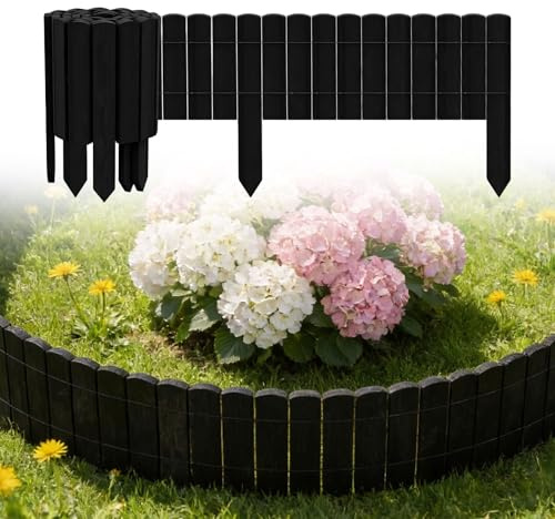 UISEBRT Bordure de tonte à rouler, flexible, en bois, palissade, bordure de pelouse, bordure de parterre, pour clôture de jardin, à rouler, 200 x 40 cm, anthracite